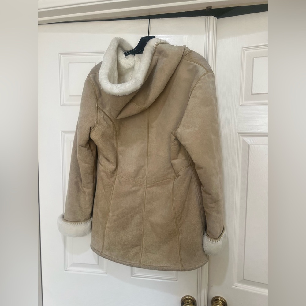 WOMENS Wilson Leather GENUINE SUEDE LEATHER Hoodie COAT SHERPA LINING Medium‎